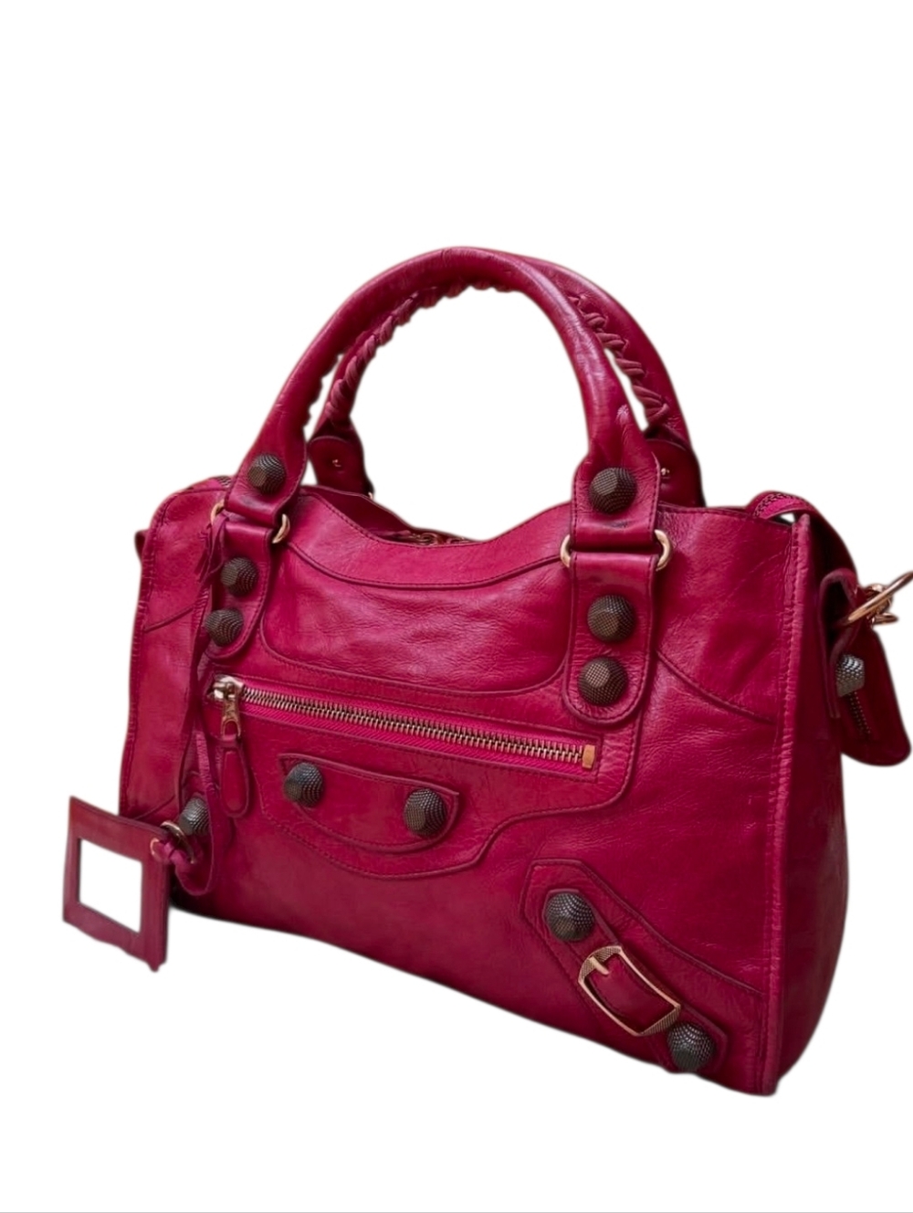 Balenciaga Giant Motorcity Women’s Fuchsia Top-Handle Satchel Bag - Picture 2 of 7